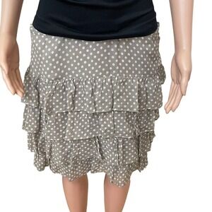 INC International Concepts 100% silk tiered ruffle polka dot skirt, gray‎ sz 14